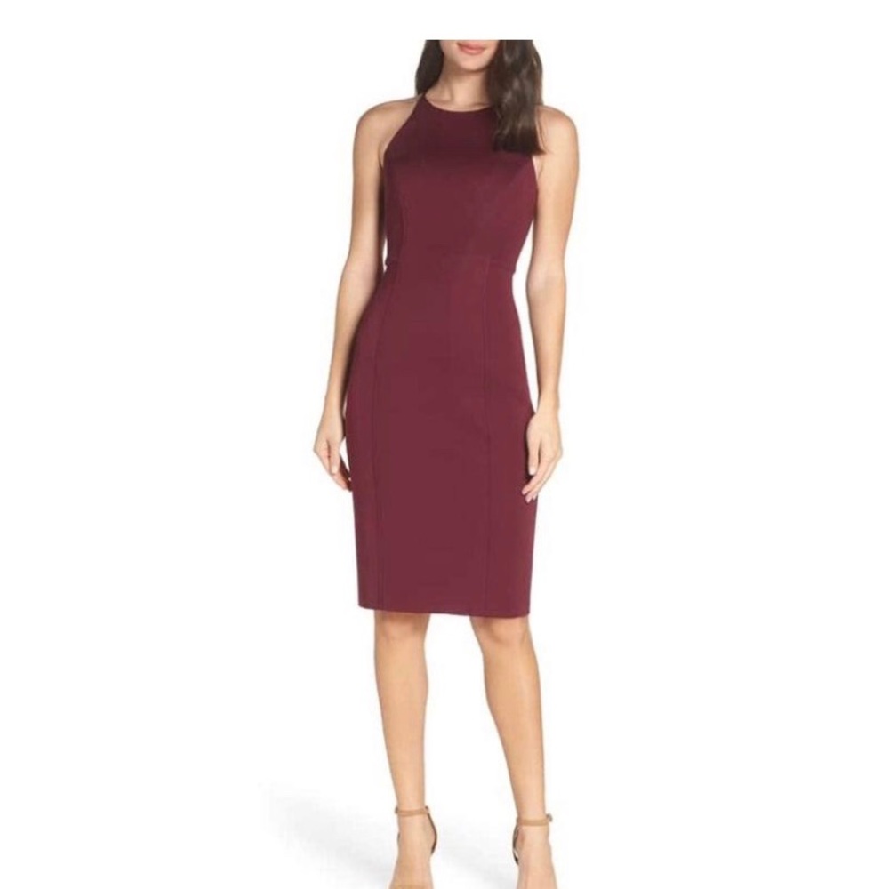 Burgundy knee length dress